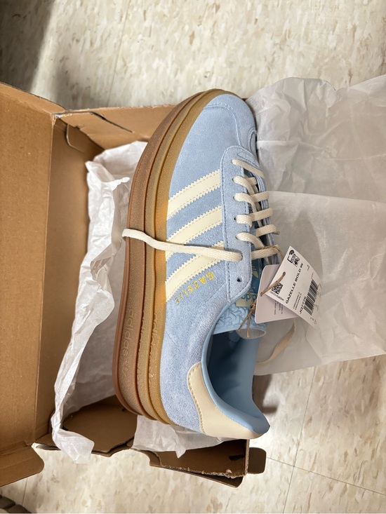 adidas Other - adidas Men’s Light Blue Suede Sneakers with Cream Stripes and Gum Sole